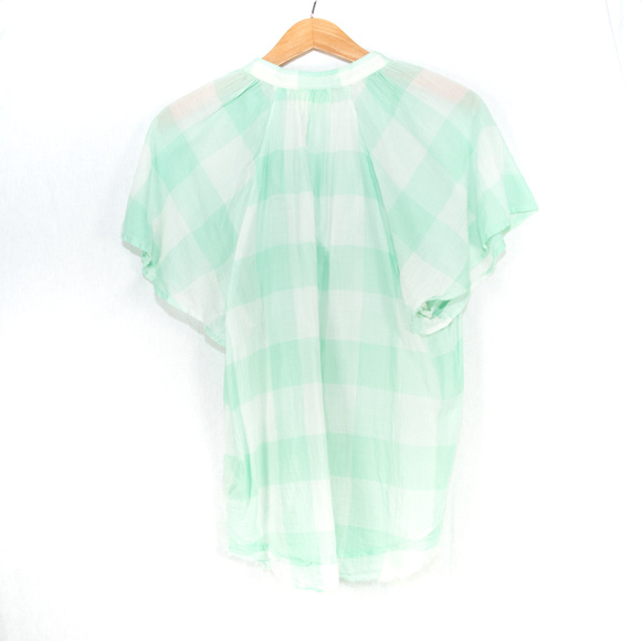 Mint, white Anthropologie Maeve check blouse - Picture 2 of 5